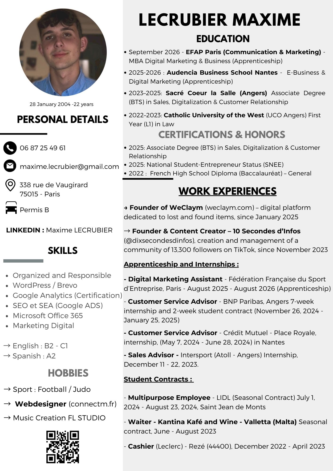 CV Maxime Lecrubier Ultra HD